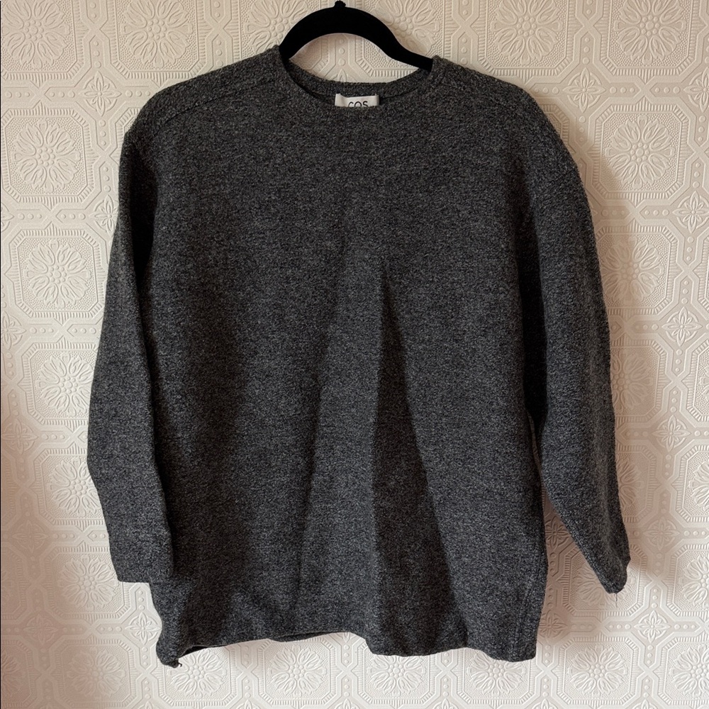 ⬇️ COS Charcoal Gray 100% Wool Crewneck Sweater Size M